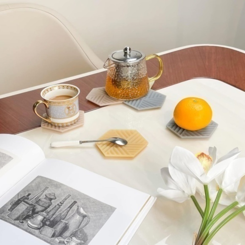 3/$25 6 Pack Morandi Silicone Hexagon Coaster